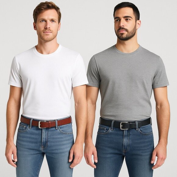 Calvin Klein Italian Saddle Leather Belts – Set of 2 (Black & Brown, Medium, 29” - Picture 9 of 9